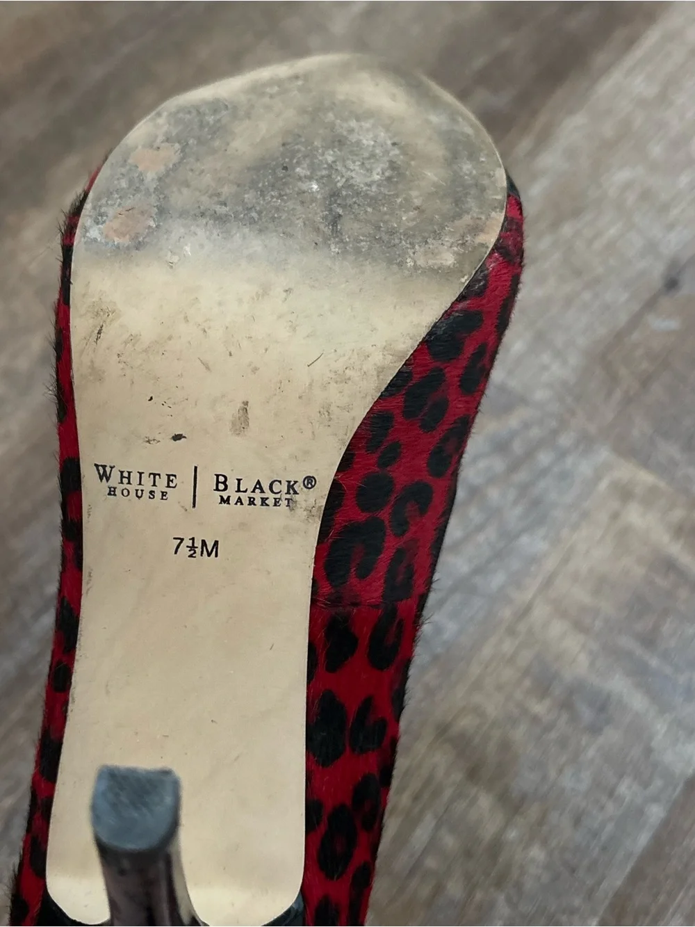 White House Black Market Red Leopard Print Pointed-Toe Pumps with Black Bow